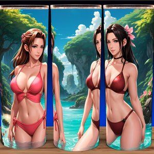 Final Fantasy 7 Tifa and Aerith Swimsuit Beach Gamer Cup Mug Tumbler